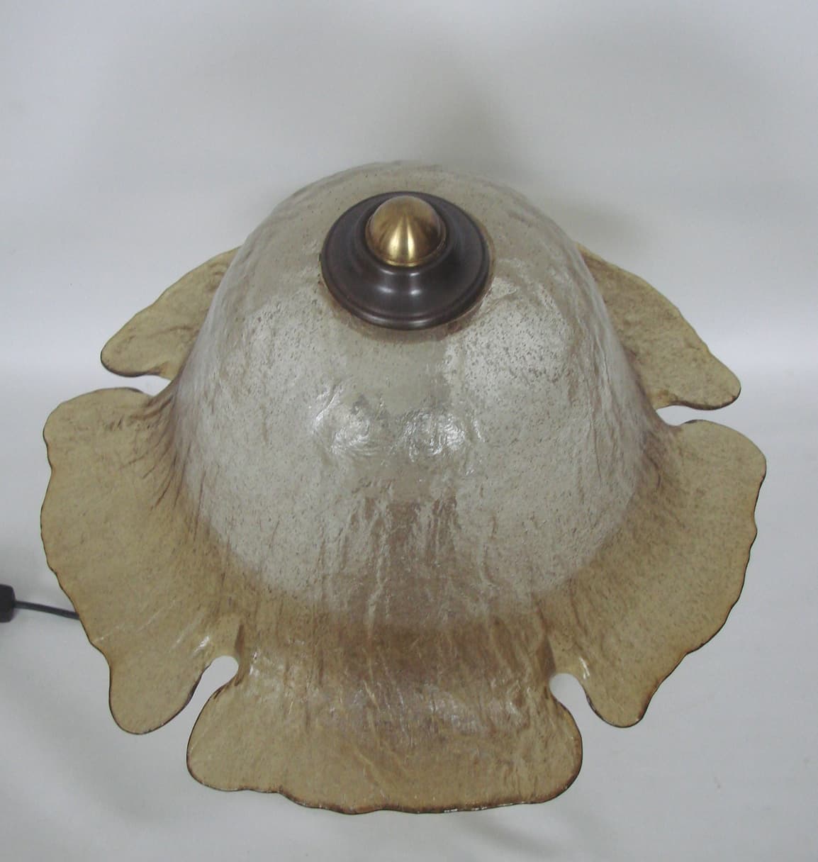 Lampa stołowa, złoty, szkło bursztynowe, mosiądz, Peill & Putzler, Niemcy, lata 70. - 178729