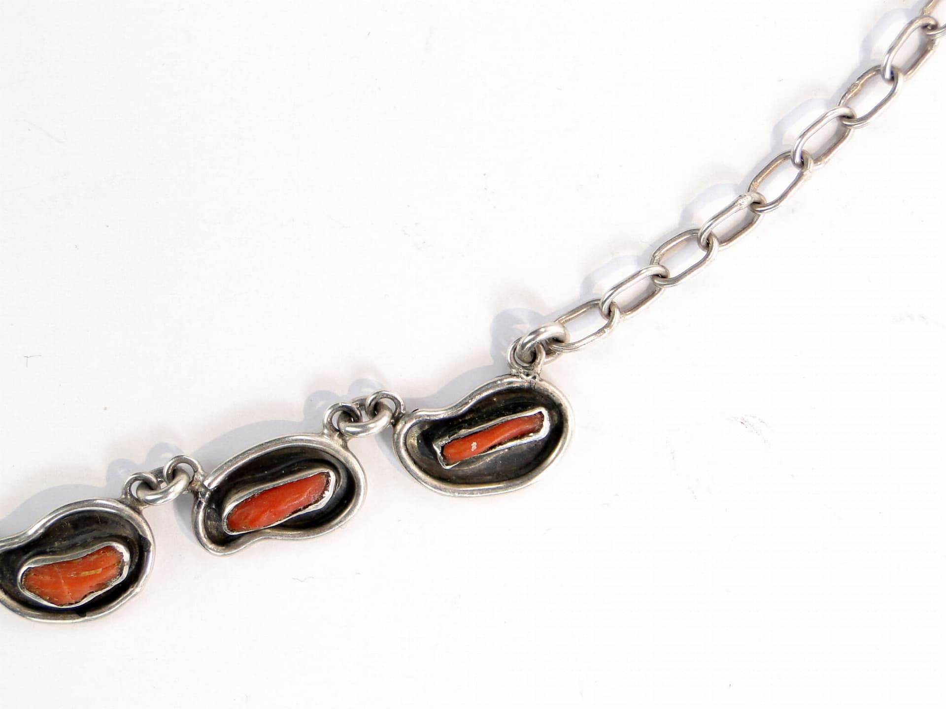 Modernist Necklace, Silver, Red Coral, Poland, 1960s. - 178742