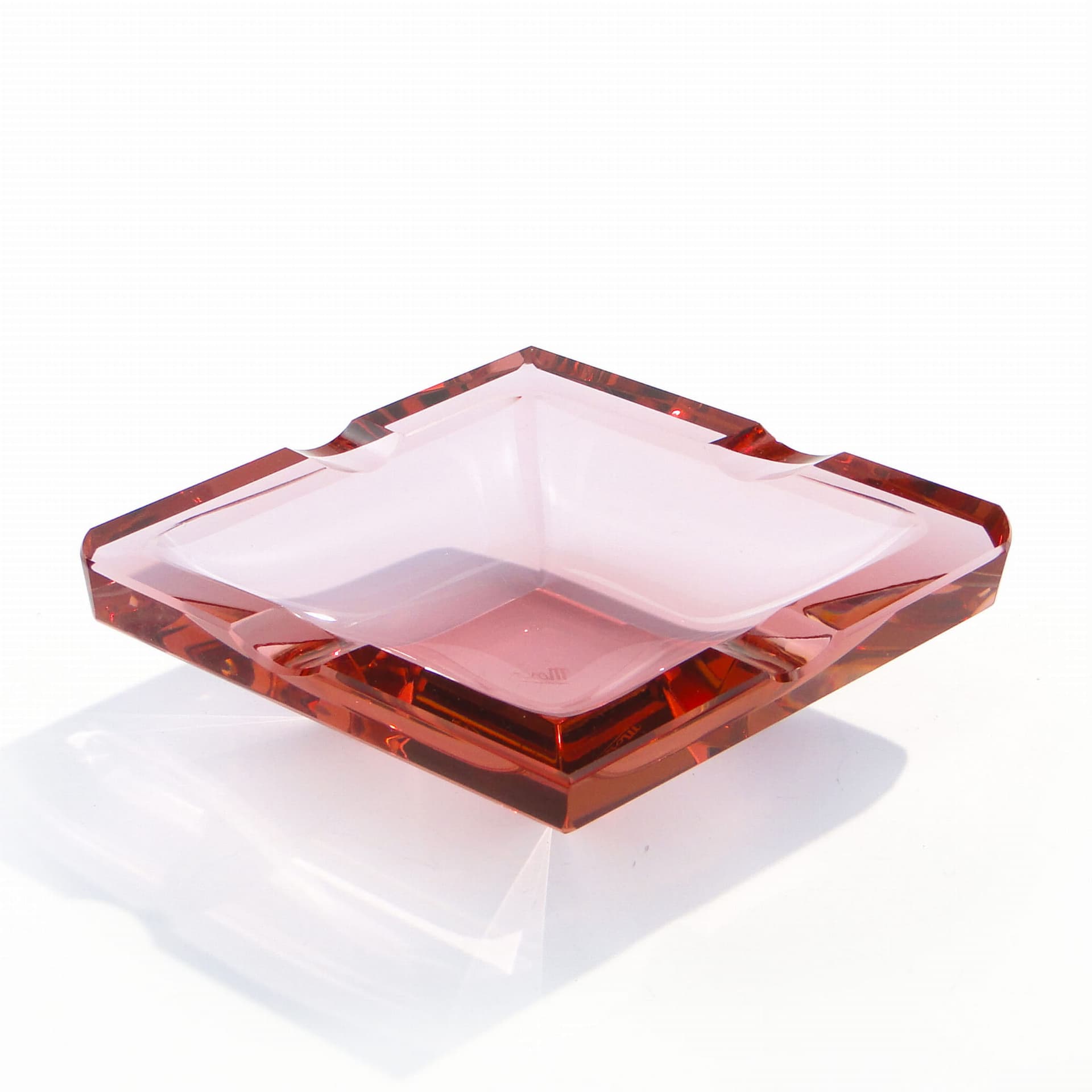 Popielniczka Art déco, szkło kryształowe różowy, Moser, Czechy, lata 30. - 178764