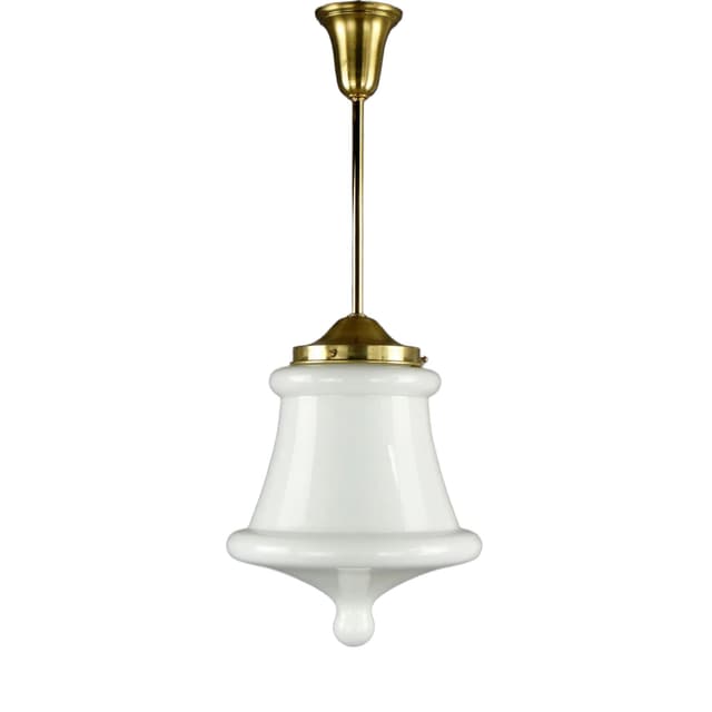 Lampa wisząca, biały, szkło, mosiądz, Polska, lata 70. - WYMIARY