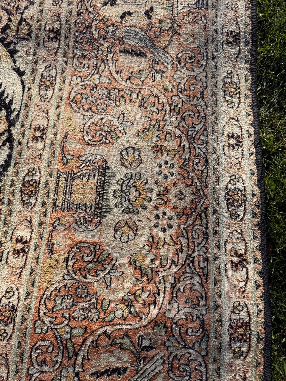 Carpet Ghoum, 375x270 cm, beige silk, India, 1990s. - 178843