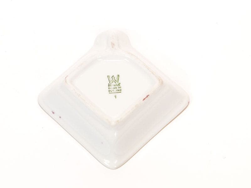 Popielniczka The Cards, porcelana biała czerwony złoty, Polska, lata 50. - 178852