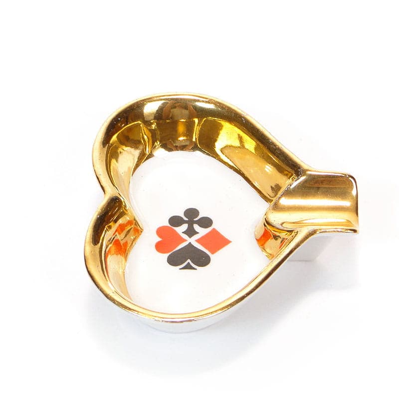 Popielniczka The Cards, złoty, porcelana, Polska, lata 50. - 178858