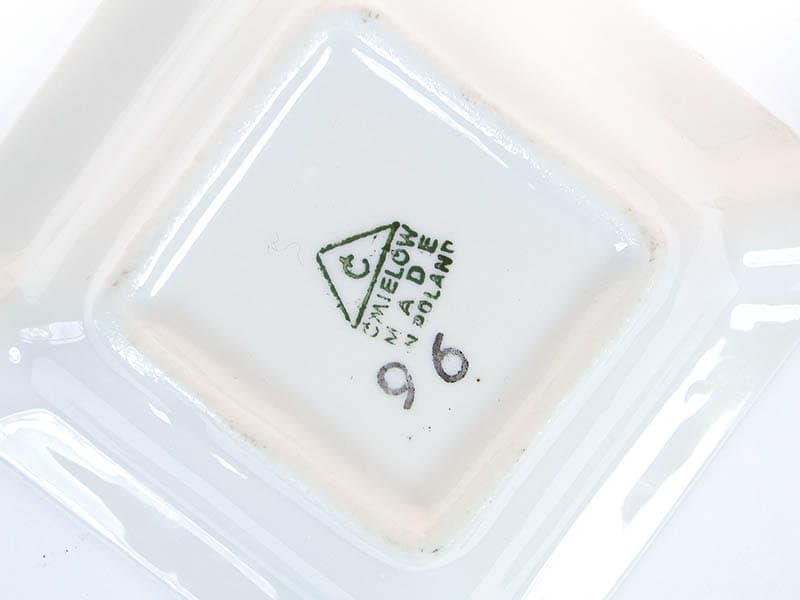 Popielniczka The Cards, biała porcelana, złocona, Ćmielów, Polska, lata 60. - 178863