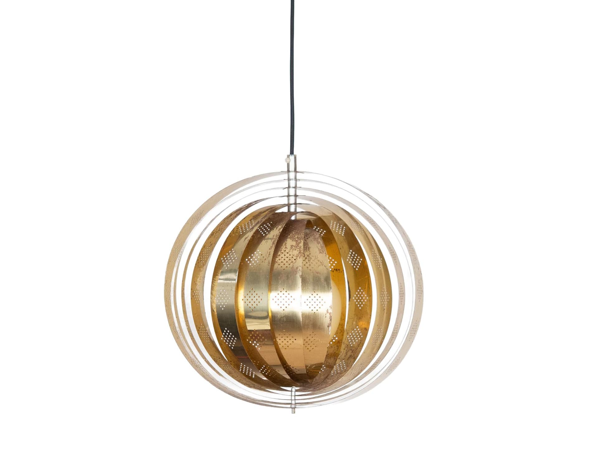 Pendant lamp Moon, gold white metal, by V. Panton, Louis Poulsen, Denmark, 1960s.