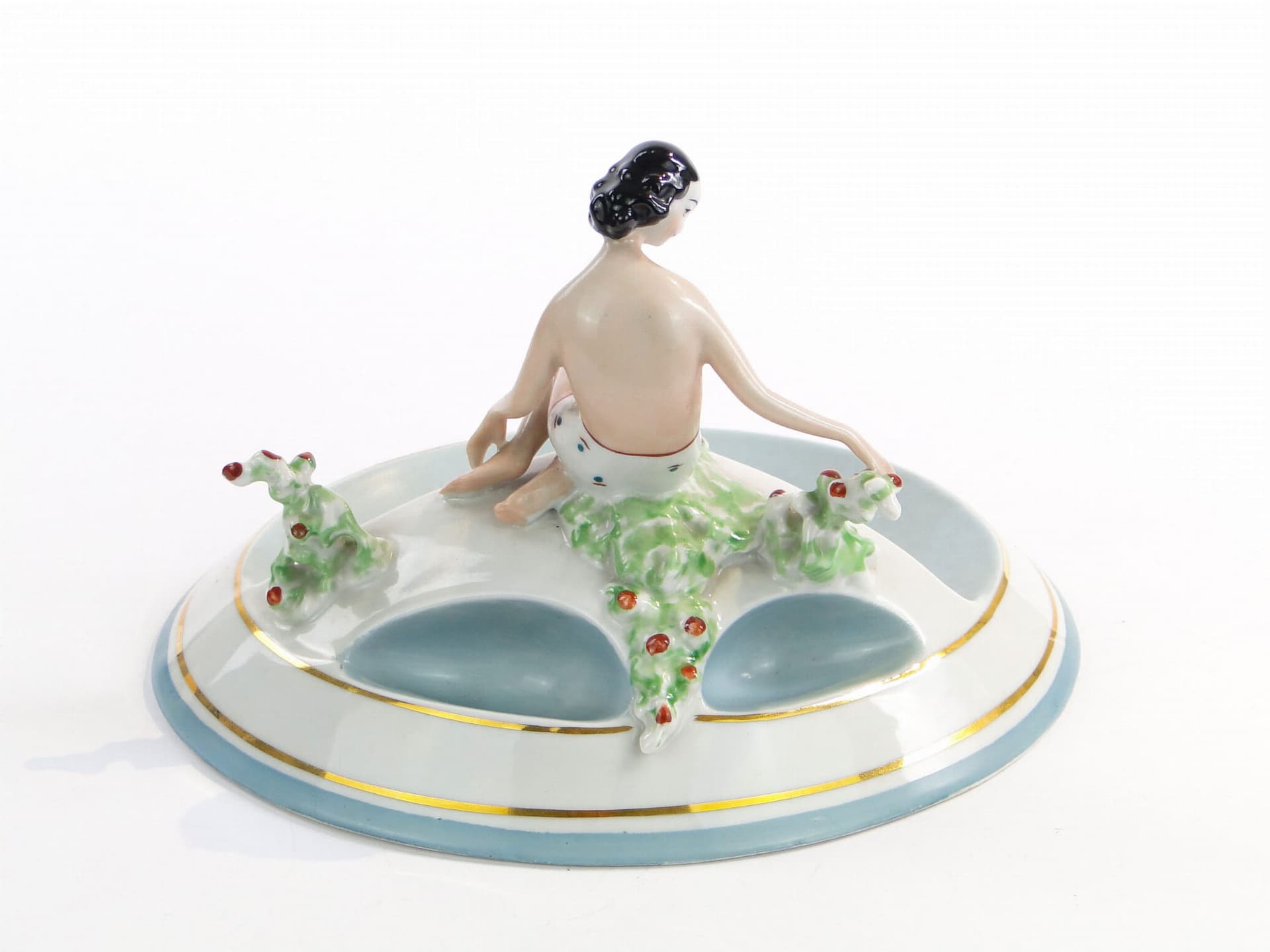 Popielniczka Wiosna, porcelana multikolor, proj. F. Kalfas, Ćmielów, Polska, lata 40. - 178918