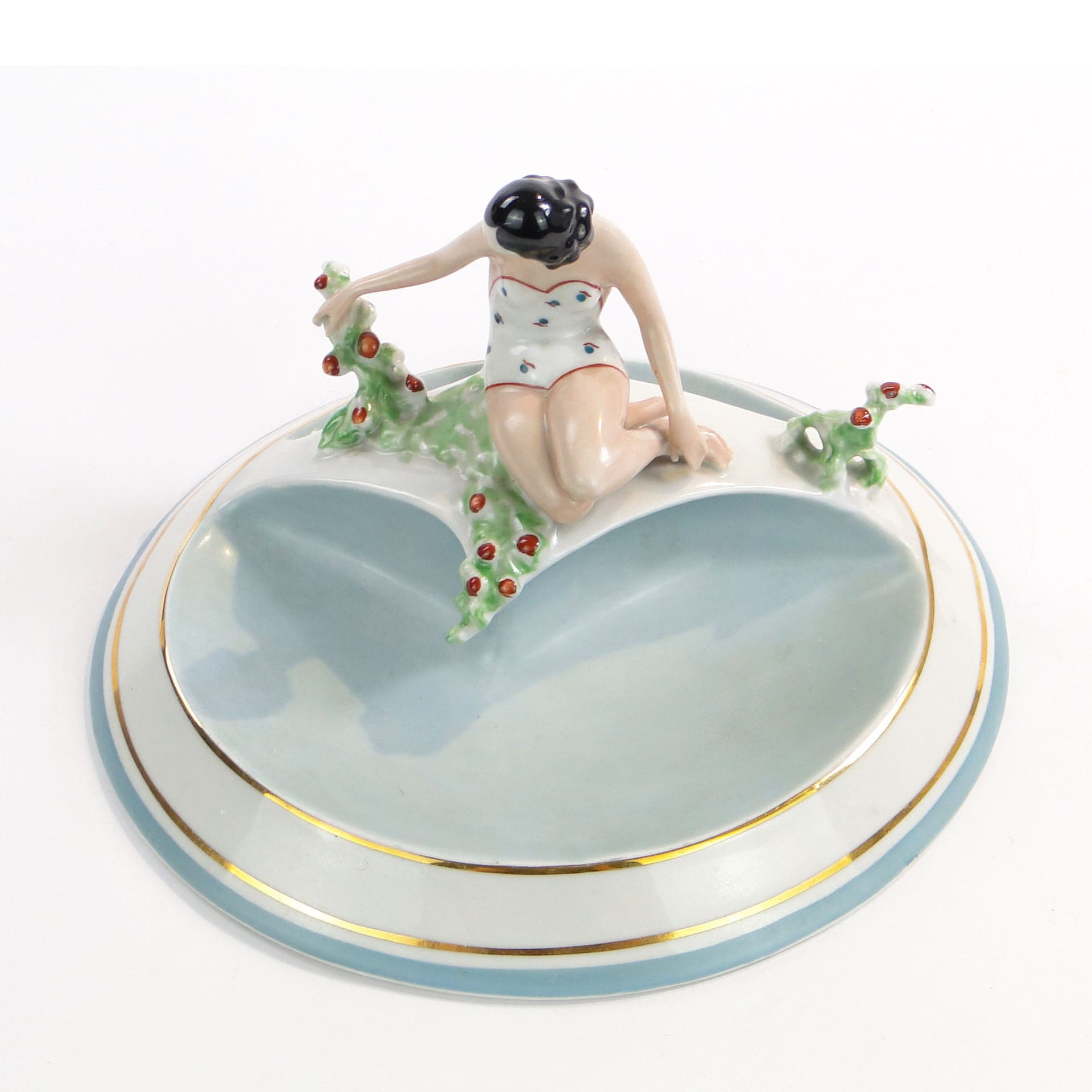 Popielniczka Wiosna, porcelana multikolor, proj. F. Kalfas, Ćmielów, Polska, lata 40. - 178915