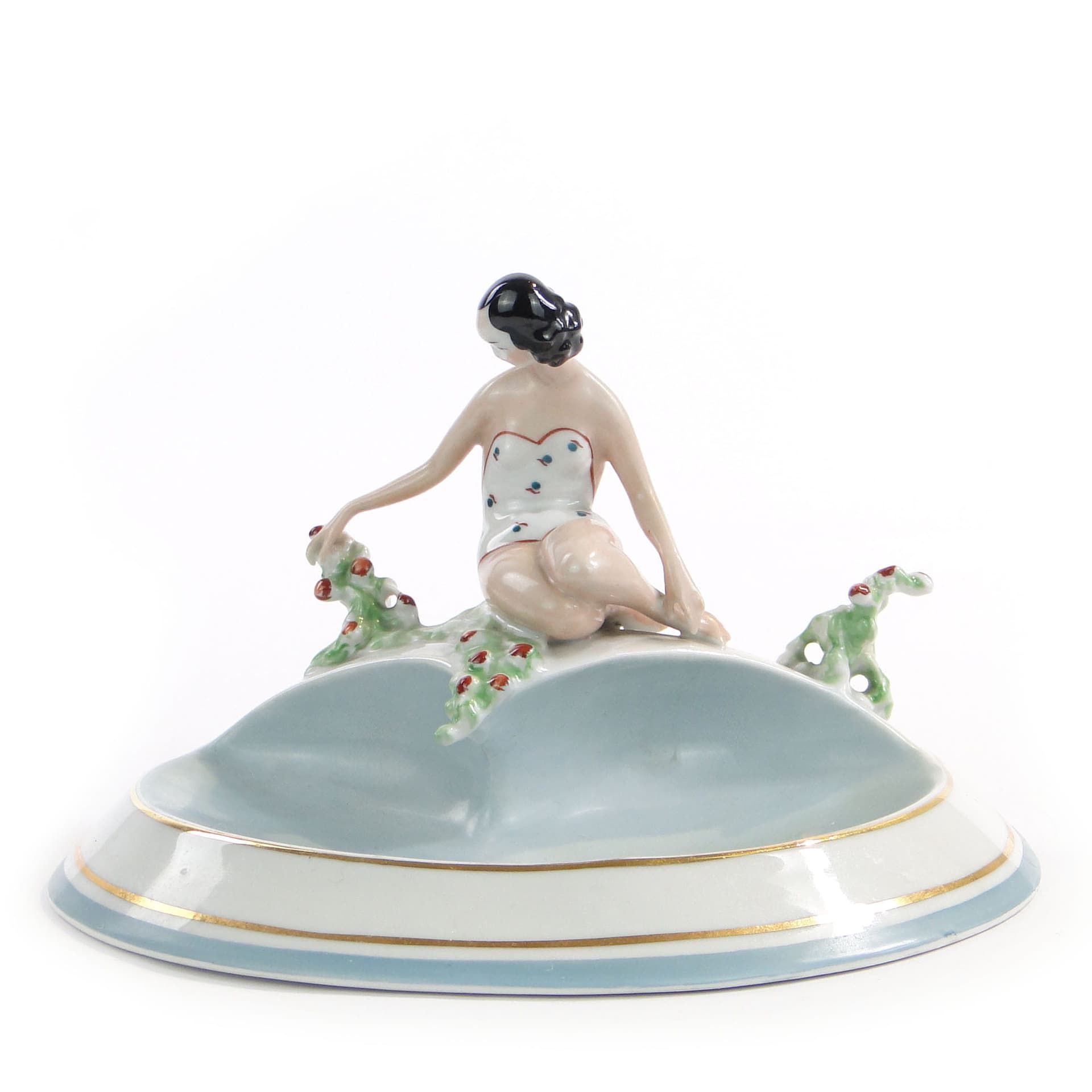 Popielniczka Wiosna, porcelana multikolor, proj. F. Kalfas, Ćmielów, Polska, lata 40. - 178914