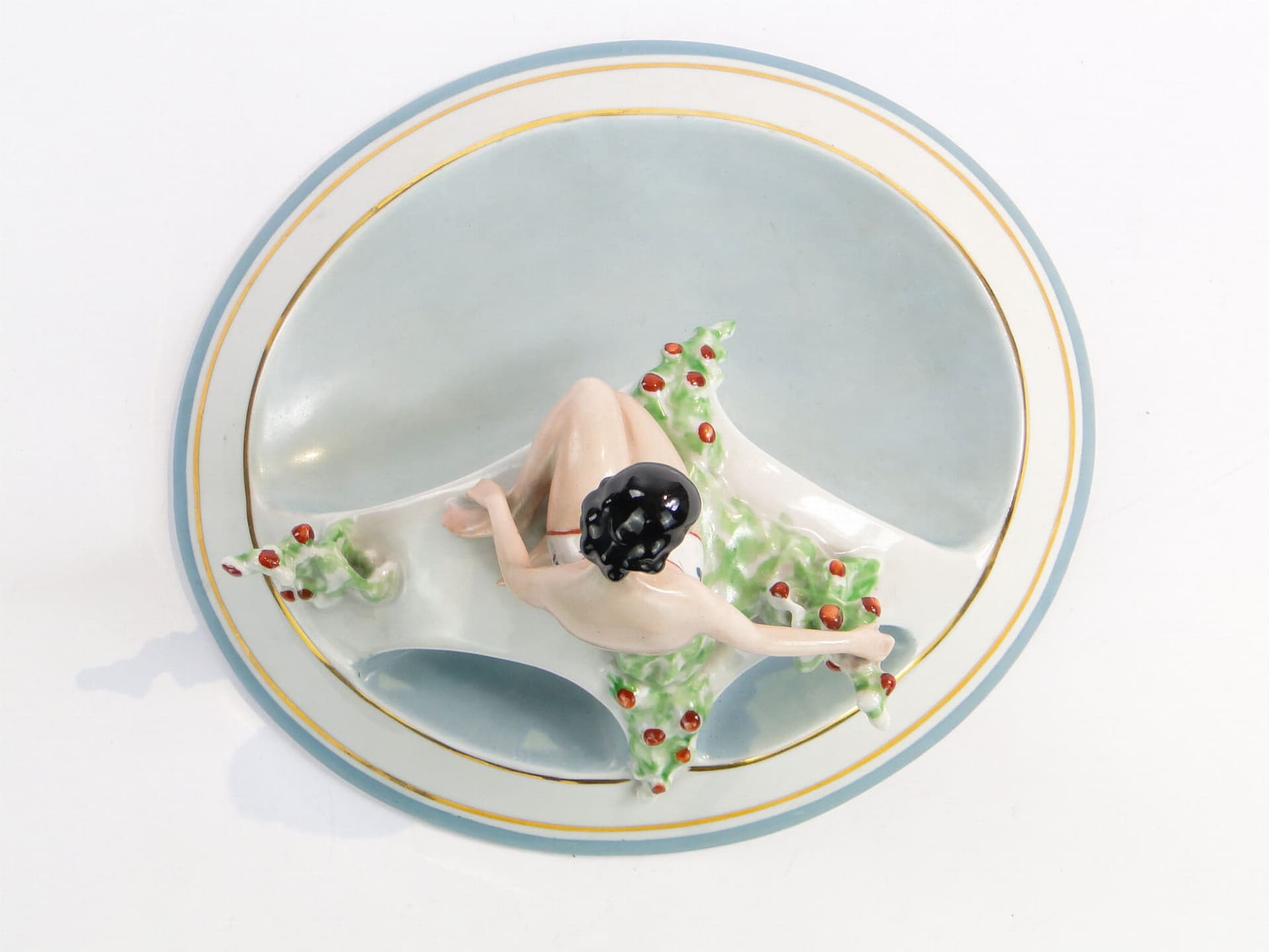 Popielniczka Wiosna, porcelana multikolor, proj. F. Kalfas, Ćmielów, Polska, lata 40. - 178913