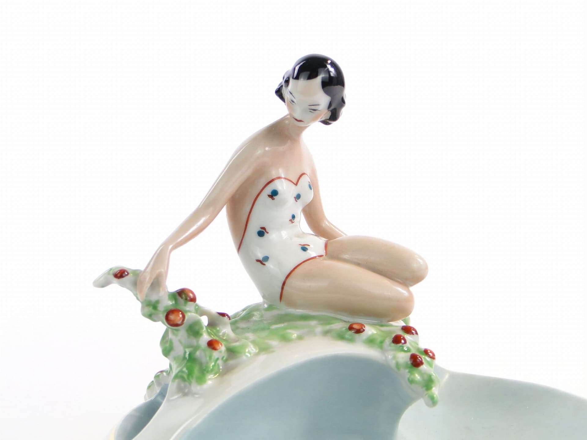 Popielniczka Wiosna, porcelana multikolor, proj. F. Kalfas, Ćmielów, Polska, lata 40. - 178917