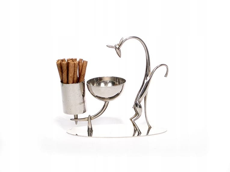 Postument na papierosy Art Deco, mosiądz srebrny, Austria, lata 30. - 178931