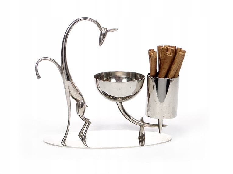 Postument na papierosy Art Deco, mosiądz srebrny, Austria, lata 30. - 178930