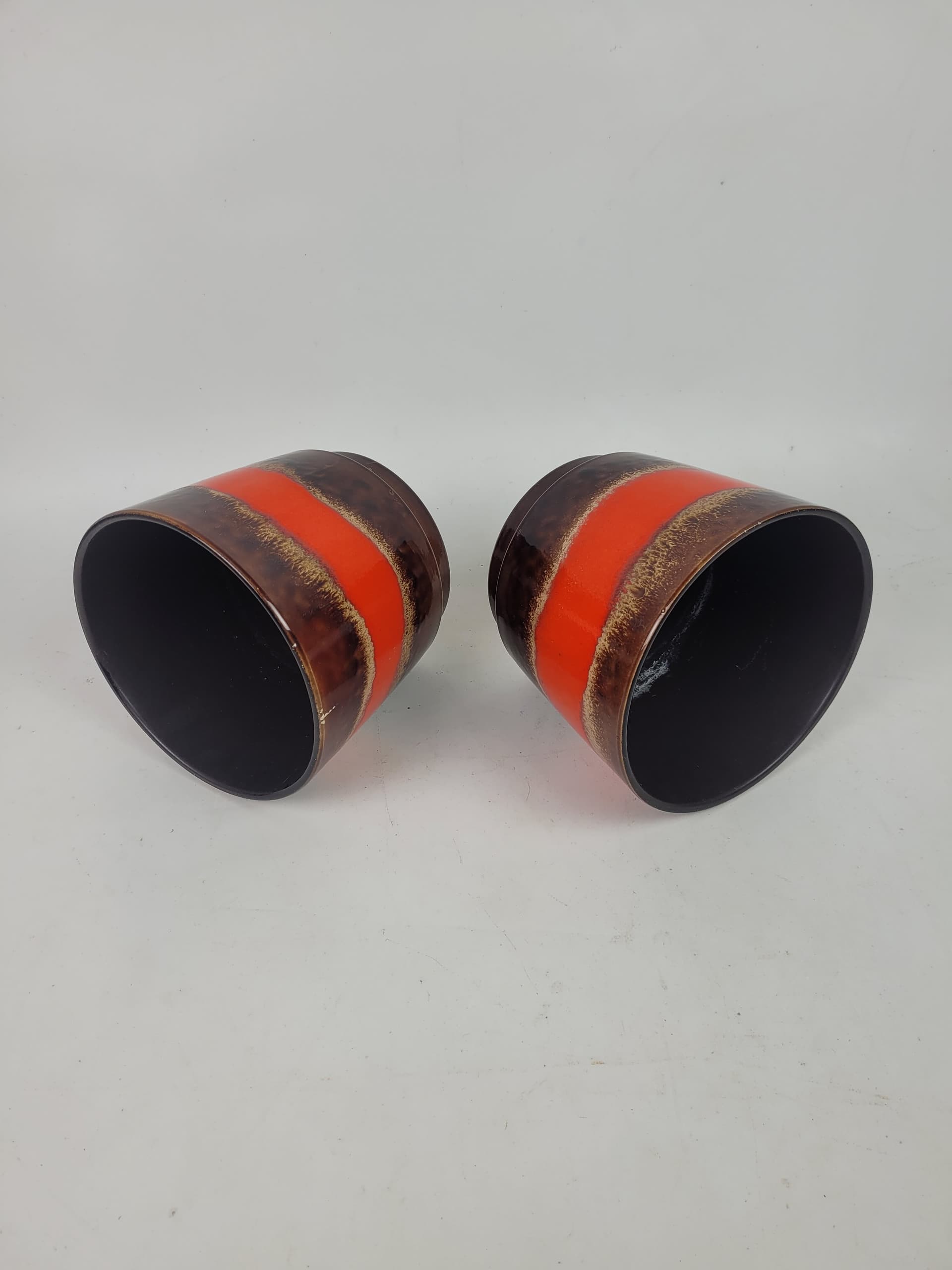 Para osłonek ceramicznych w stylu Fat Lava, Niemcy lata 70. - 179036