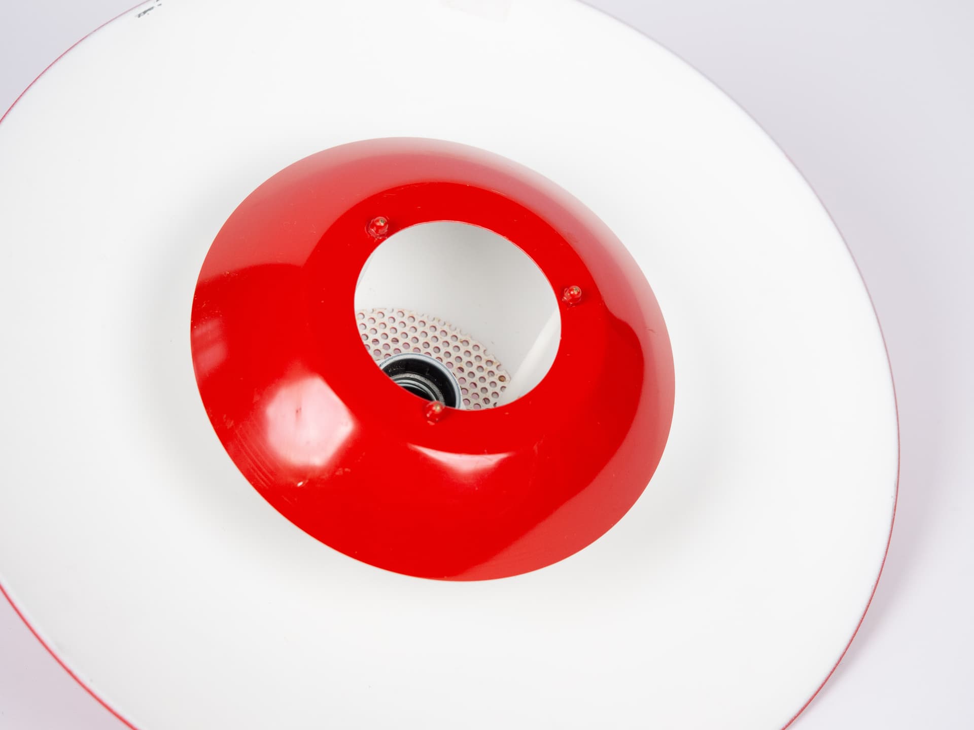 Lampa wisząca, czerwony, metal, Dania, lata 80. - 179208