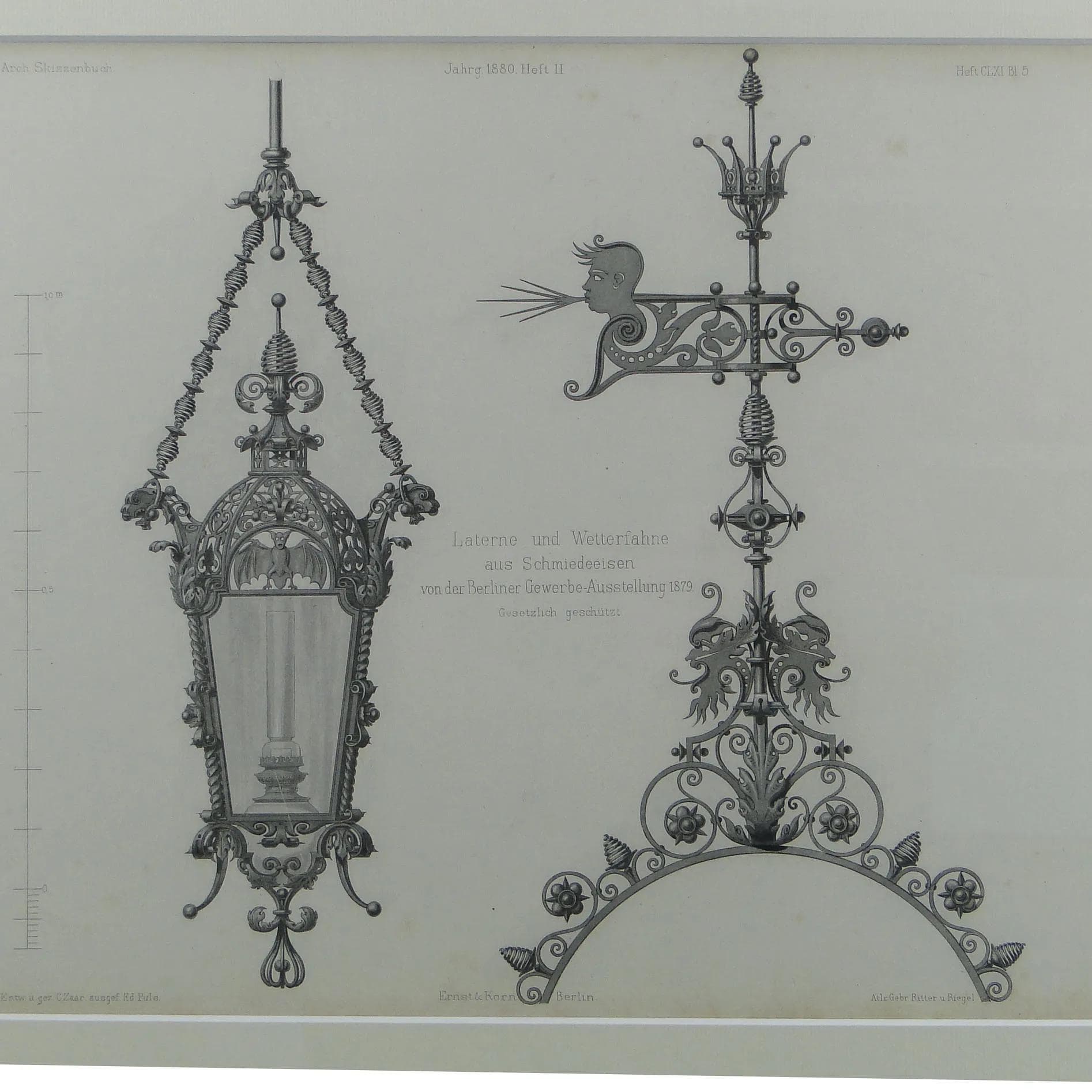 Grafika architektoniczna, szary, papier, Niemcy, XIX w. - 12514