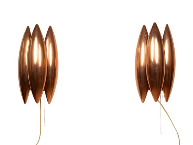 Para kinkietów Kastor, miedź, proj. J. Hammerborg, Dania, lata 60. - WYMIARY