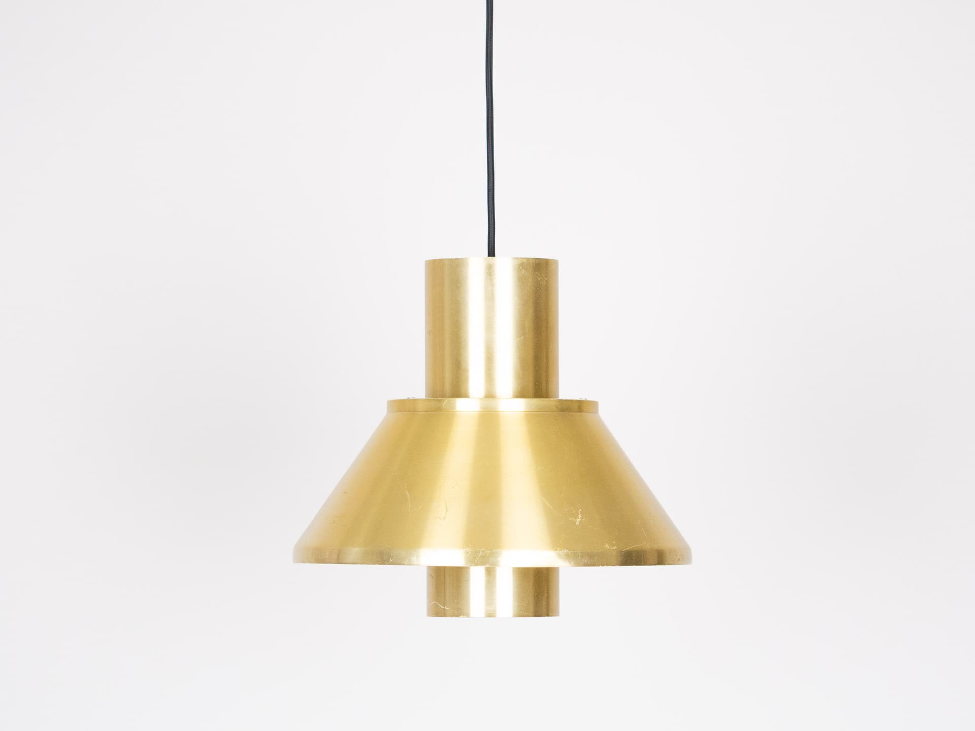 Pair of pendant lamps Ultra, golden brass, by J. Hammerborg, Fog & Mørup, Denmark, 1960s. - 179286
