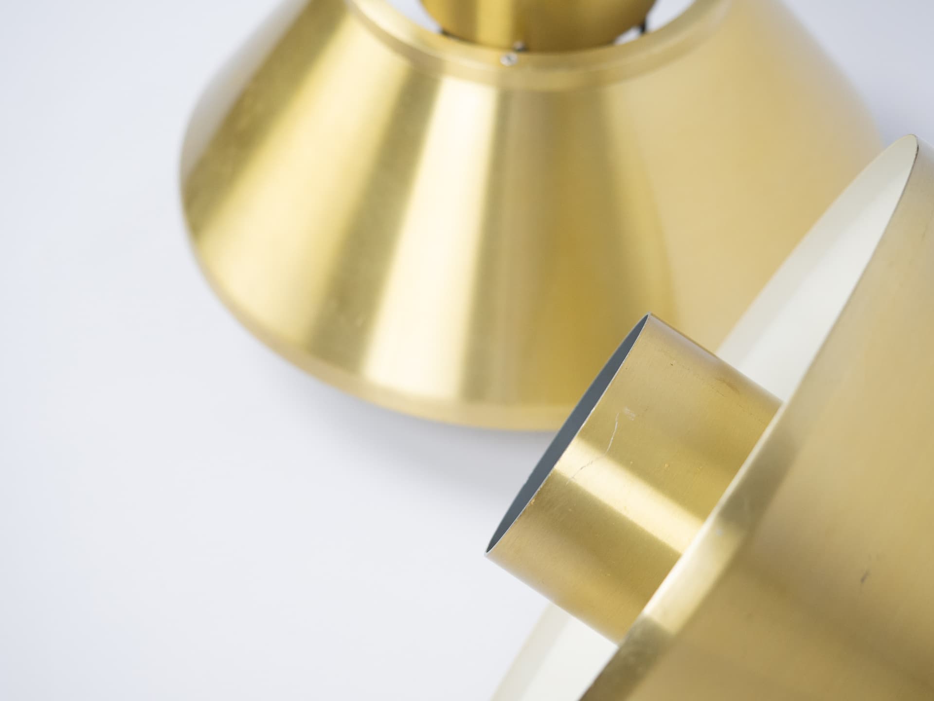 Pair of pendant lamps Ultra, golden brass, by J. Hammerborg, Fog & Mørup, Denmark, 1960s. - 179294