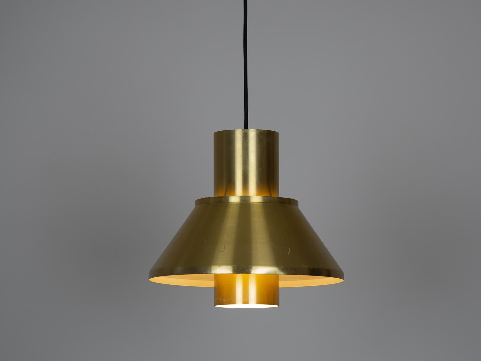 Pair of pendant lamps Ultra, golden brass, by J. Hammerborg, Fog & Mørup, Denmark, 1960s. - 179288