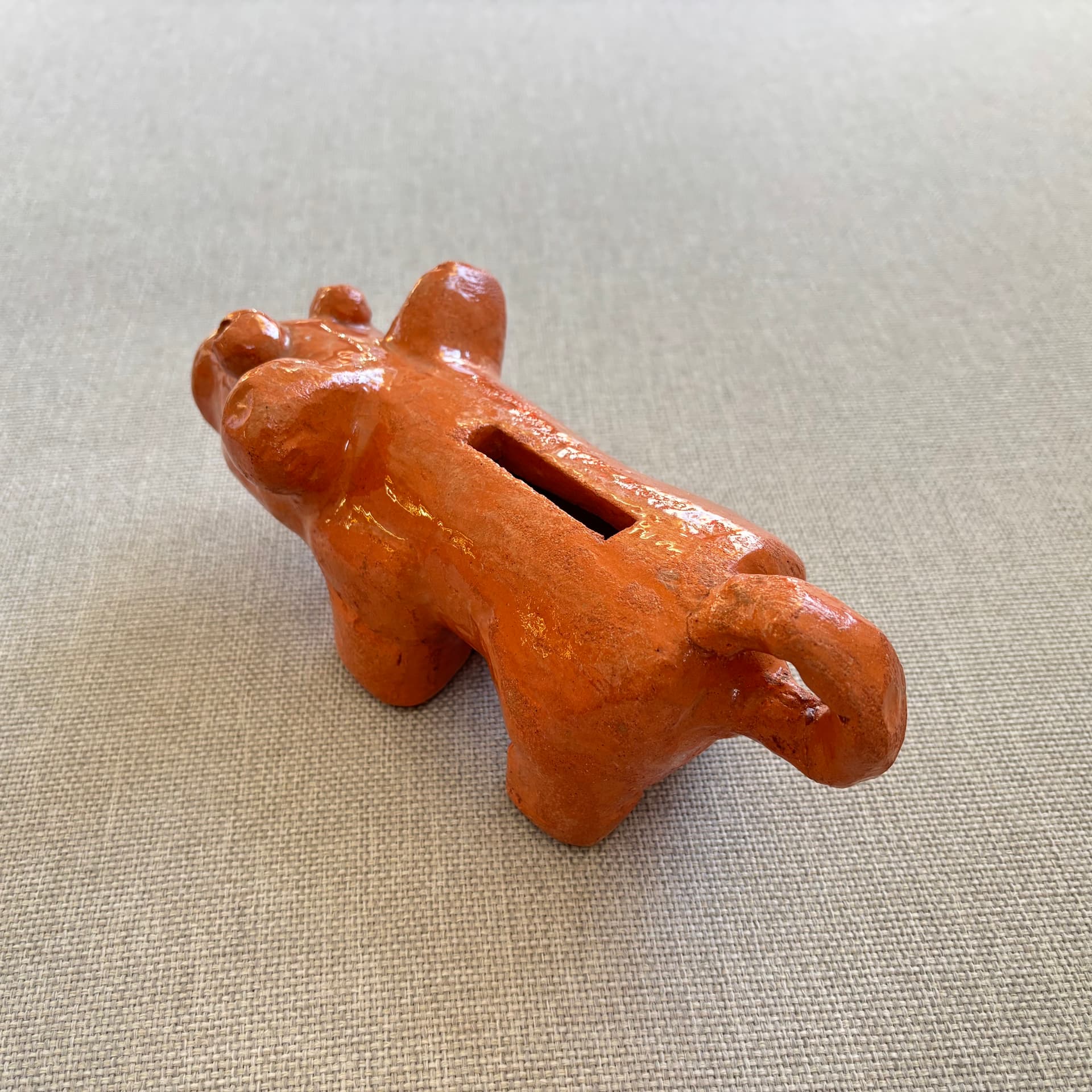 Skarbonka świnka, pomarańczowy, ceramika, Dania, lata 70. - 179410