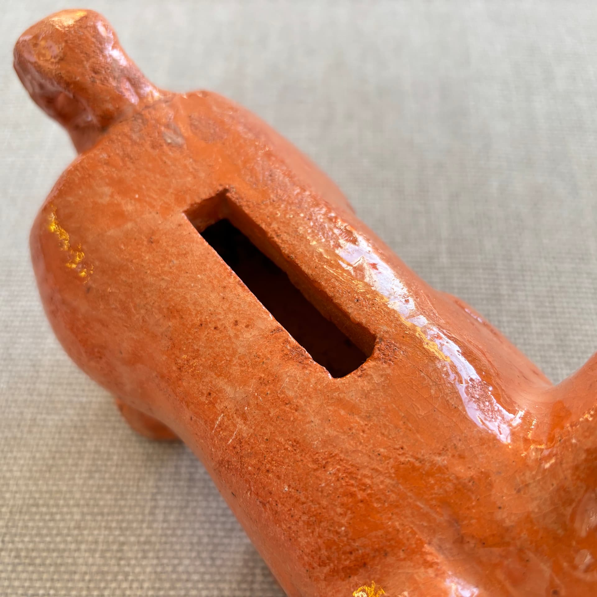 Skarbonka świnka, pomarańczowy, ceramika, Dania, lata 70. - 179407