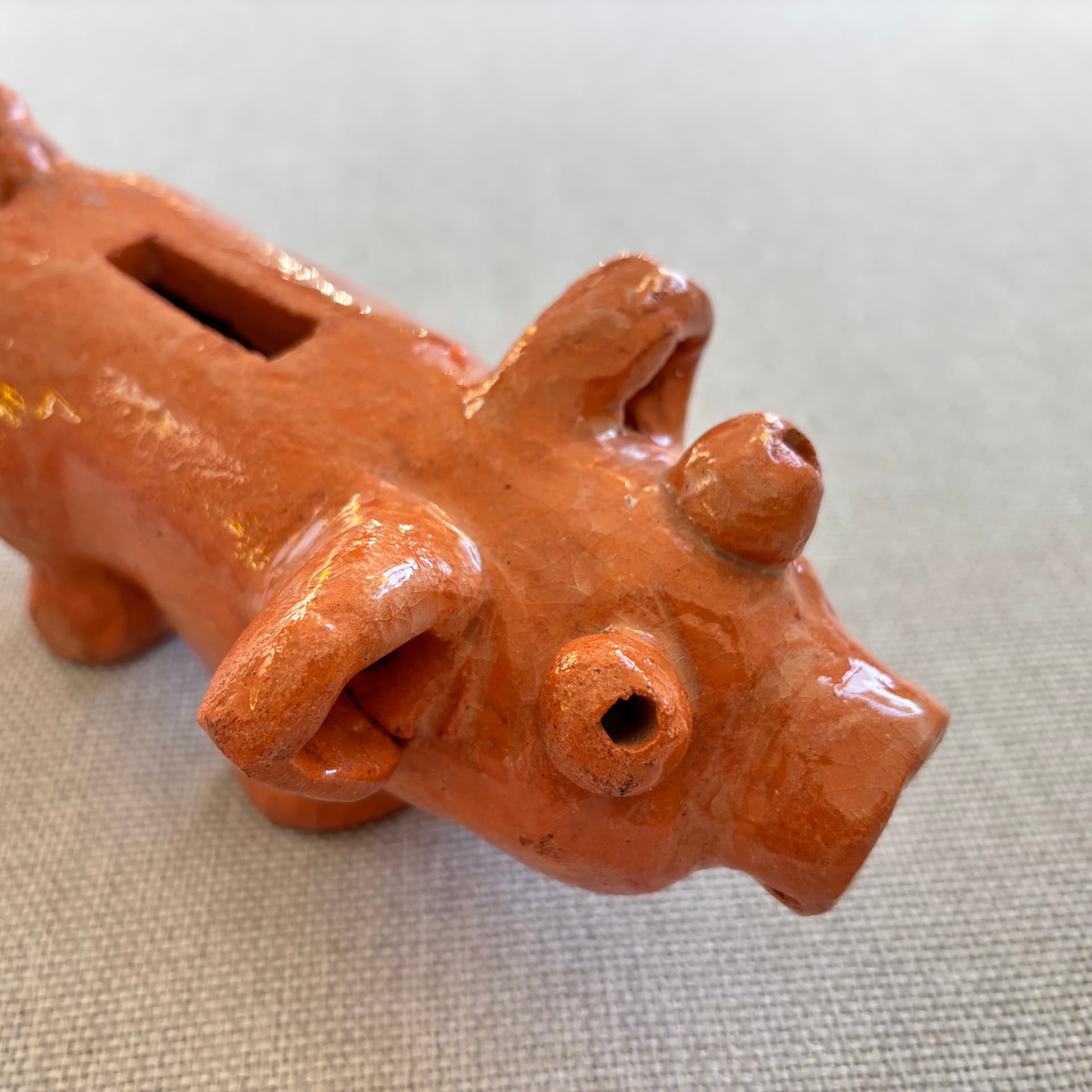 Skarbonka świnka, pomarańczowy, ceramika, Dania, lata 70. - 179405