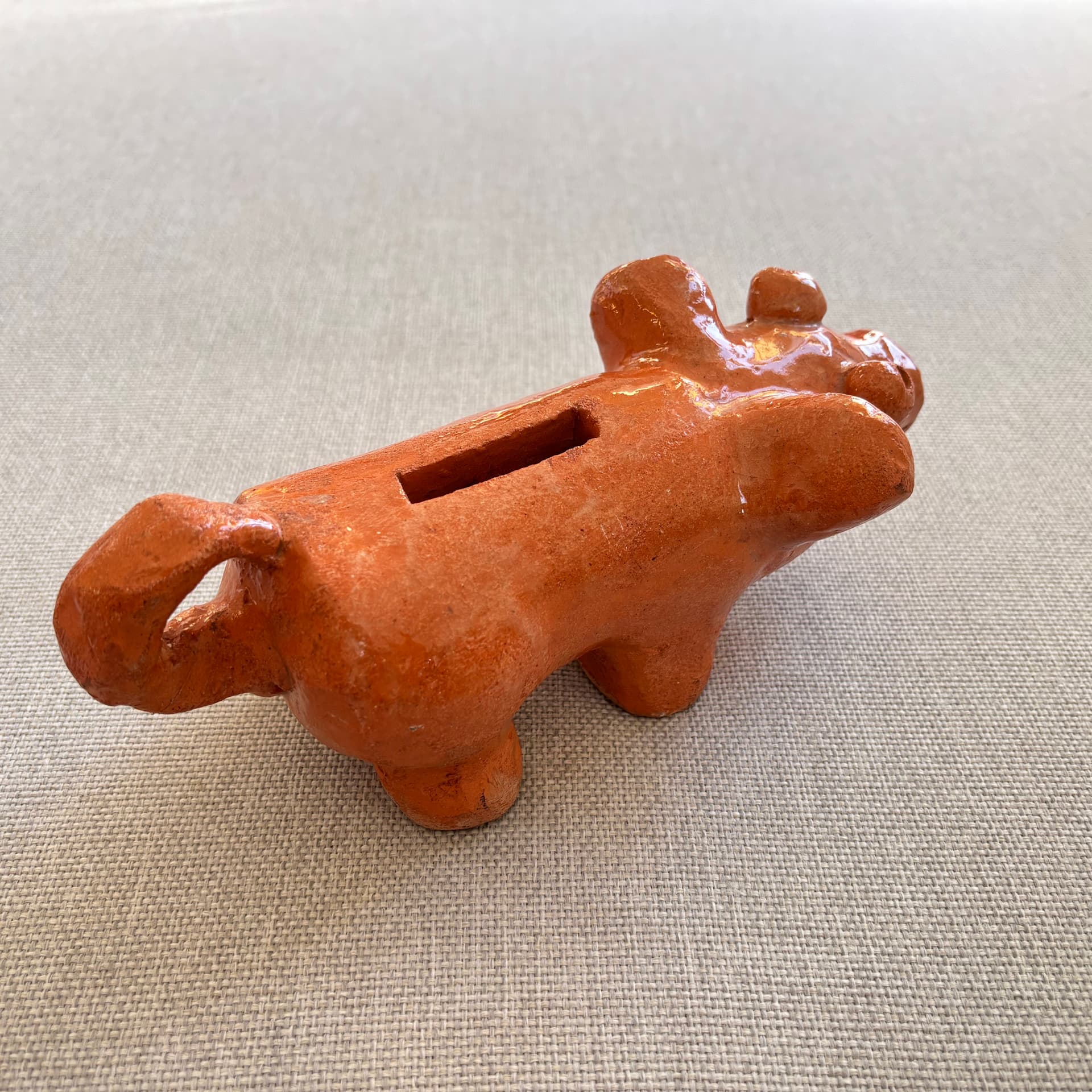 Skarbonka świnka, pomarańczowy, ceramika, Dania, lata 70. - 179411