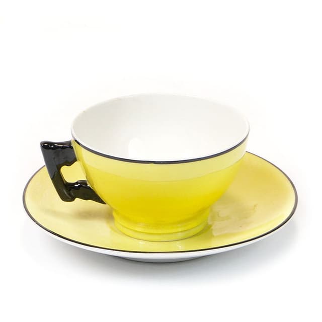 Filiżanka do mokki, żółty, porcelana, proj. B. Wendorf, Ćmielów, Polska, lata 30. - WYMIARY