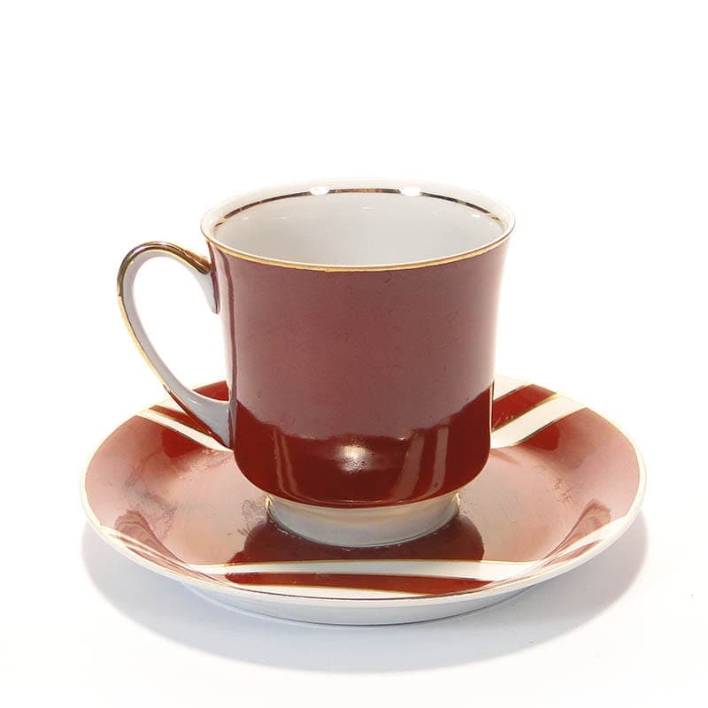 Cup June, red porcelain, by W. Potacki, Ćmielów, Poland, 1960s. - 179468