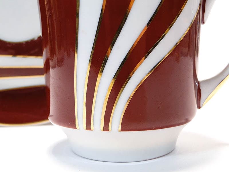 Cup June, red porcelain, by W. Potacki, Ćmielów, Poland, 1960s. - 179463