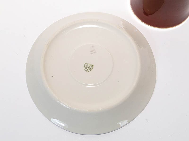 Cup June, red porcelain, by W. Potacki, Ćmielów, Poland, 1960s. - 179466