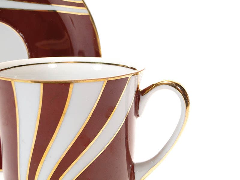 Cup June, red porcelain, by W. Potacki, Ćmielów, Poland, 1960s. - 179464