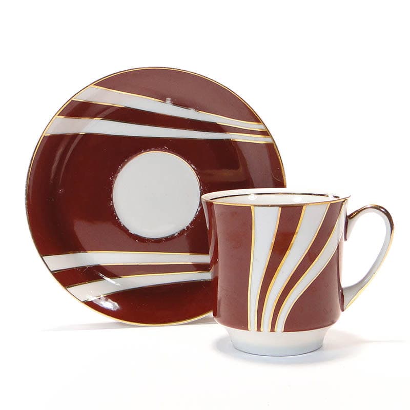 Cup June, red porcelain, by W. Potacki, Ćmielów, Poland, 1960s.