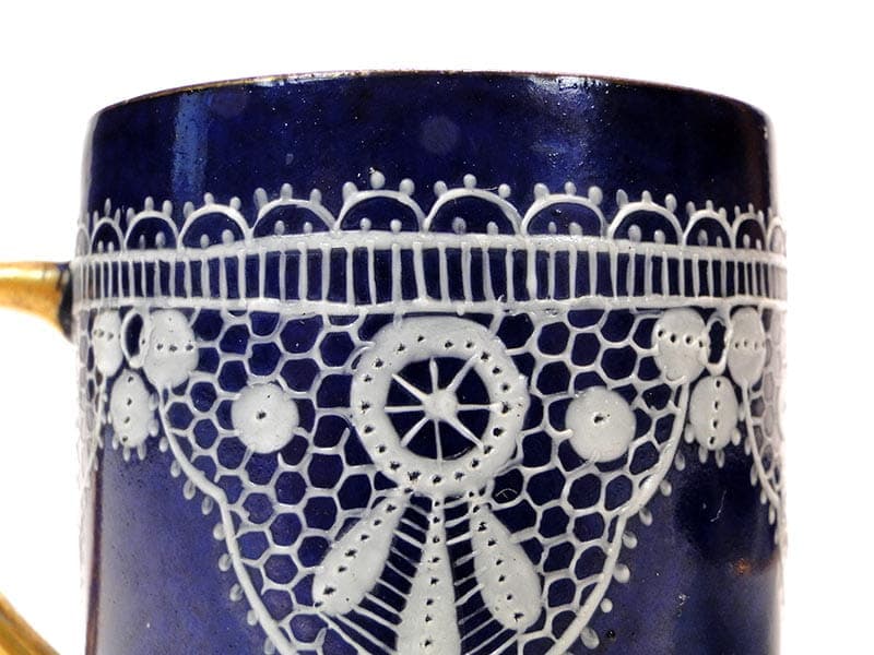 Filiżanka do mokki z podstawką, kobaltowa, porcelana, Austria, początek XX w. - 179473