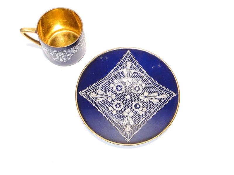 Filiżanka do mokki z podstawką, kobaltowa, porcelana, Austria, początek XX w. - 179476