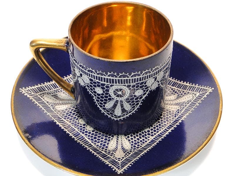 Filiżanka do mokki z podstawką, kobaltowa, porcelana, Austria, początek XX w. - 179478