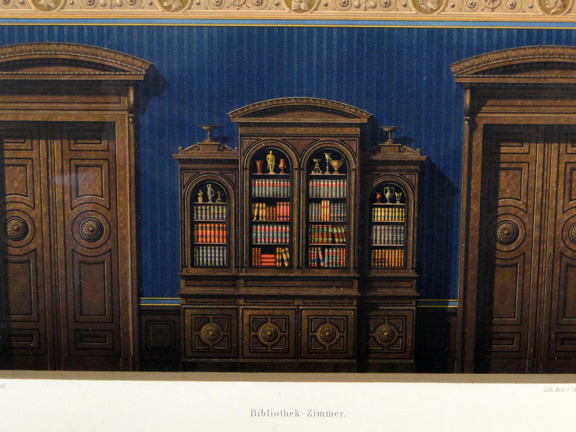 Grafika architektoniczna, niebieski, papier, Niemcy, XIX w. - 12501