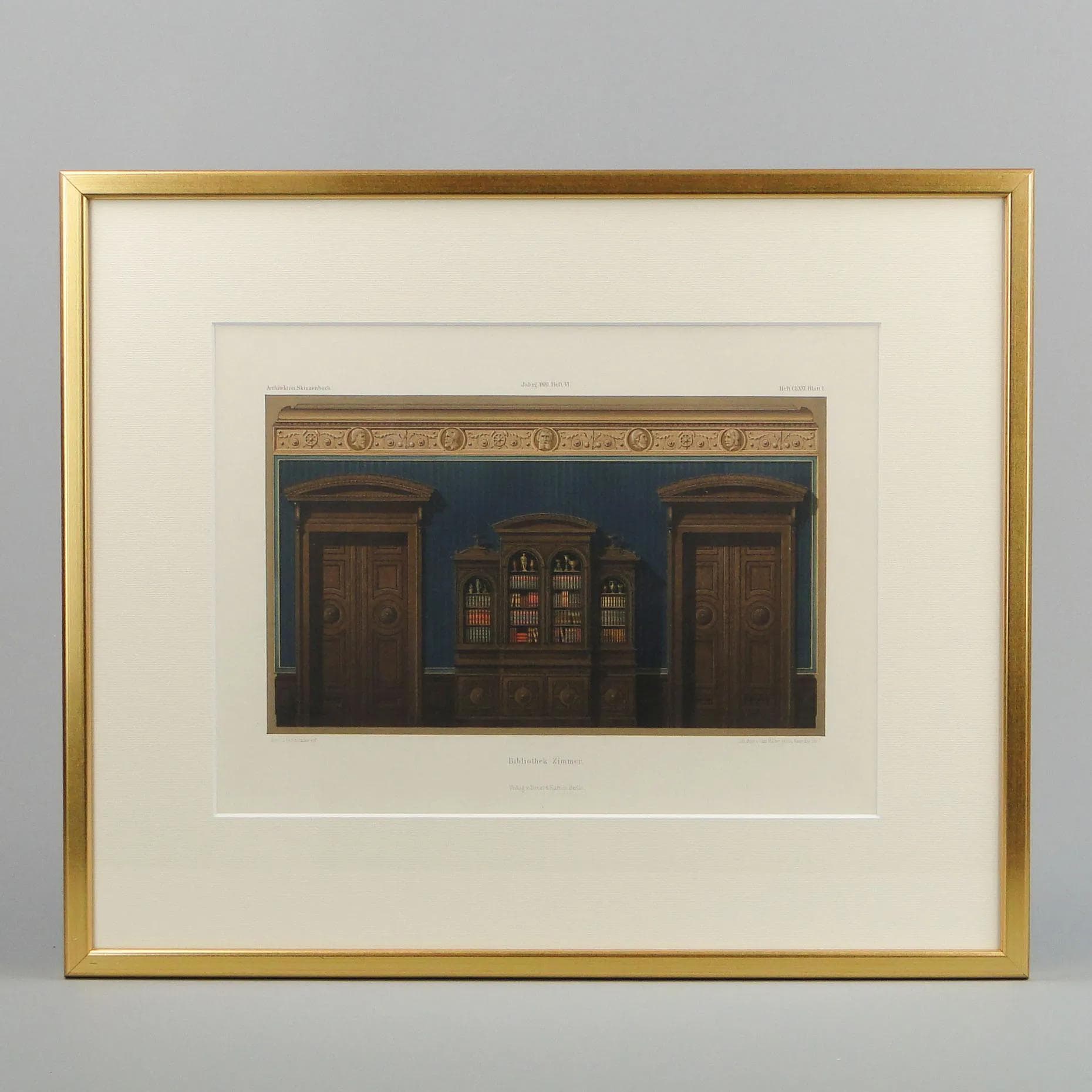 Grafika architektoniczna, niebieski, papier, Niemcy, XIX w. - 12495