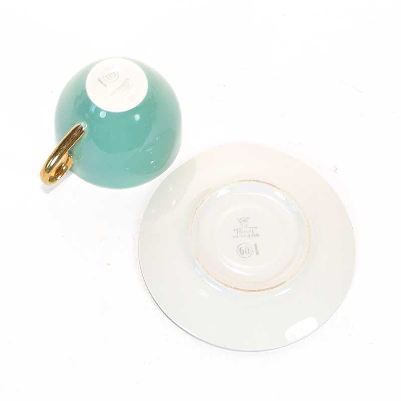 Filiżanka do kawy turkusowa, porcelana, TK Thun, Czechosłowacja, lata 50. - 179545