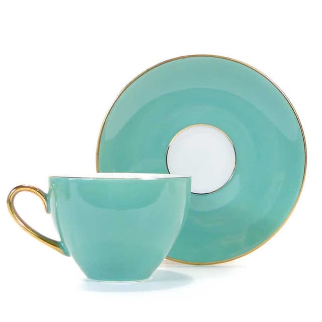 Filiżanka do kawy turkusowa, porcelana, TK Thun, Czechosłowacja, lata 50. - WYMIARY