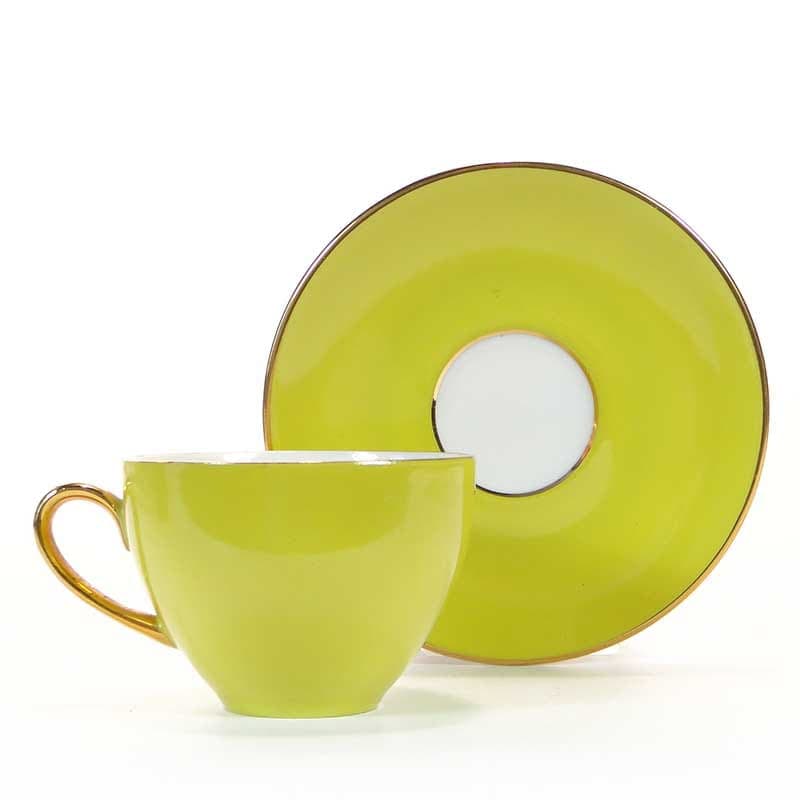 Filiżanka do kawy ze spodkiem, porcelana multikolor, Czechosłowacja, lata 50.