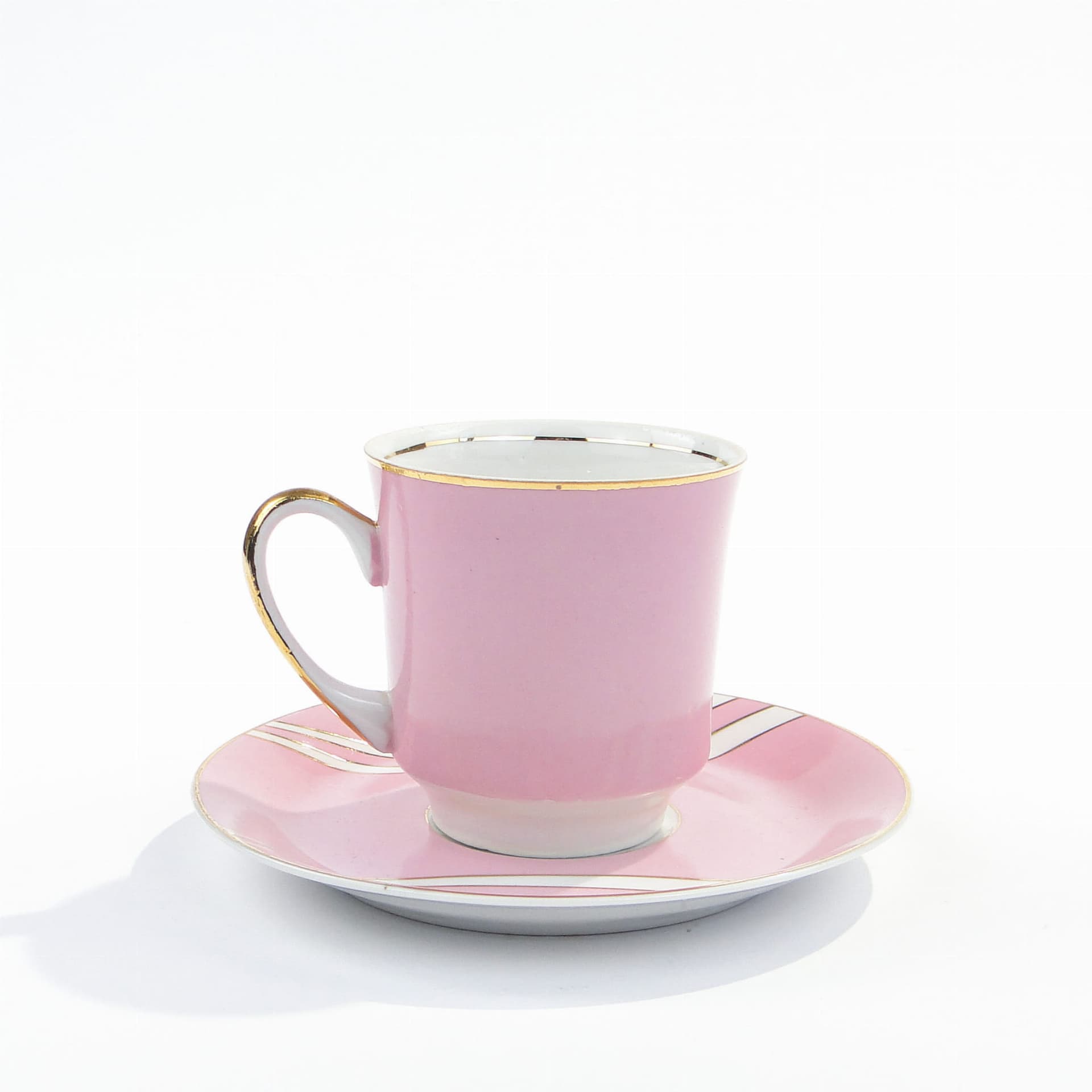 Filiżanka i spodek June, porcelana różowa, proj. W. Potacki, Ćmielów, Polska, lata 60. - 179615