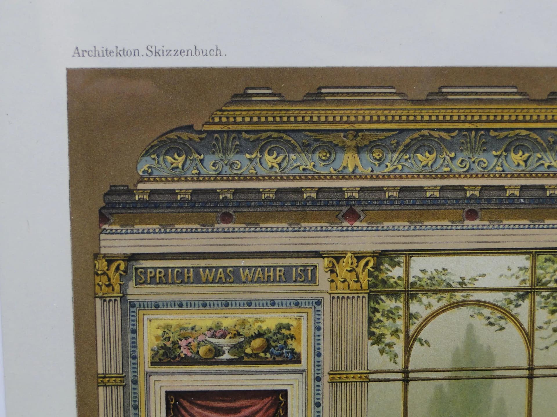 Grafika architektoniczna, beż, papier, Niemcy, XIX w. - 12489