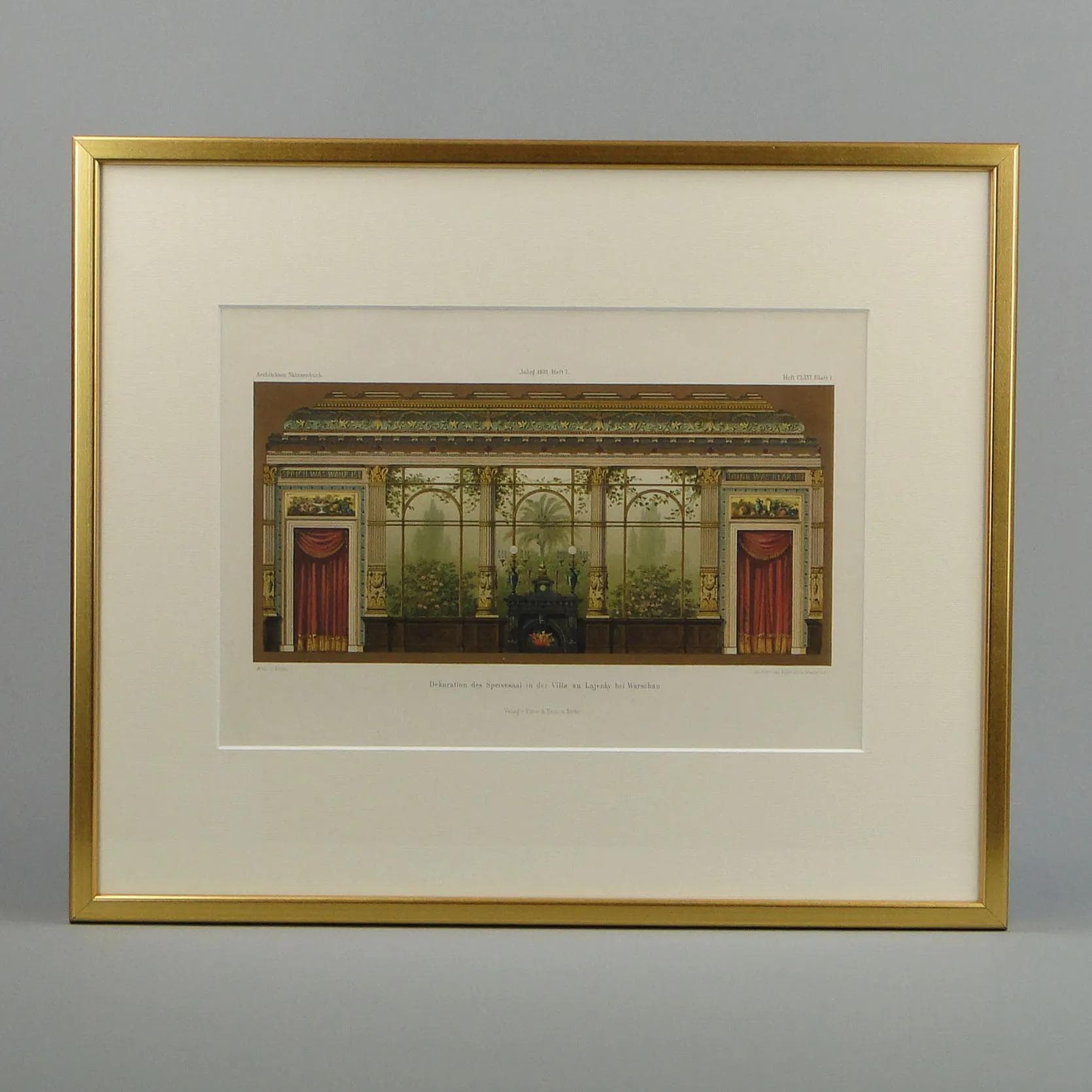 Grafika architektoniczna, beż, papier, Niemcy, XIX w. - 12485