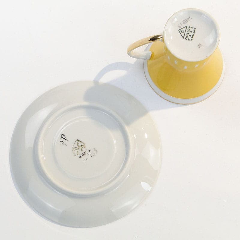 Filiżanka Ida, żółty biały, porcelana, proj. W. Potacki, Ćmielów, Polska, lata 60. - 179638