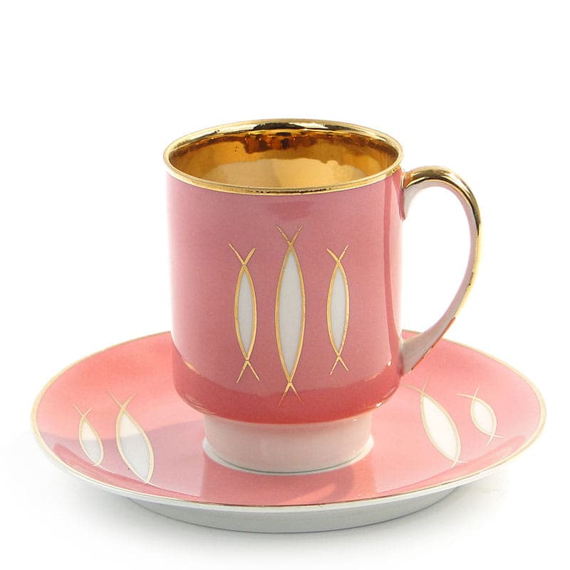 Filiżanka London, różowa, porcelana, proj. W. Potacki, Ćmielów, Polska, lata 60. - 179664