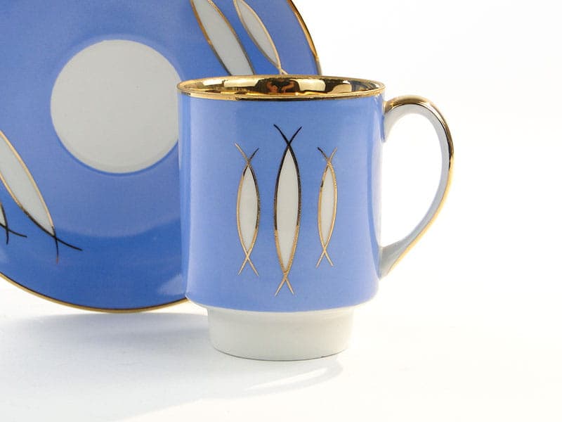 Filiżanka London, niebieska porcelana, proj. W. Potacki, dla Ćmielów, Polska, lata 60. - 179683