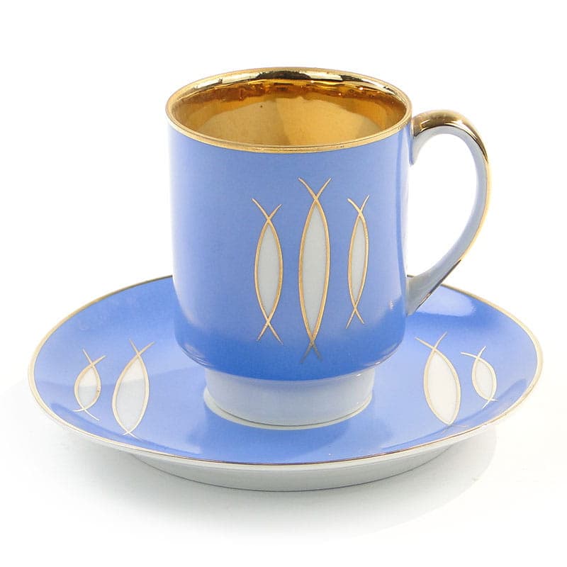 Filiżanka London, niebieska porcelana, proj. W. Potacki, dla Ćmielów, Polska, lata 60. - 179680