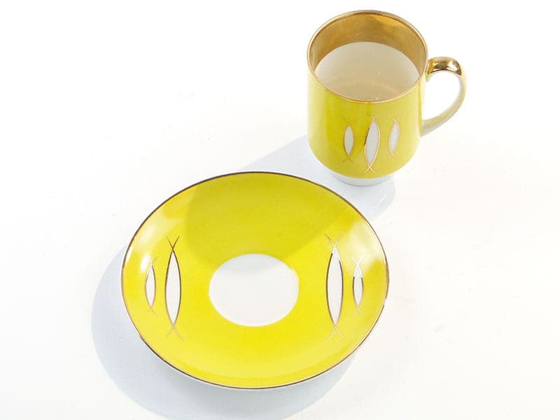 Filiżanka London, żółta porcelana, proj. W. Potacki, Ćmielów, Polska, lata 60. - 179701