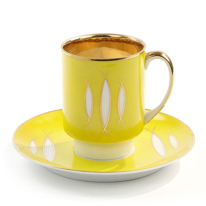 Filiżanka London, żółta porcelana, proj. W. Potacki, Ćmielów, Polska, lata 60. - 179700